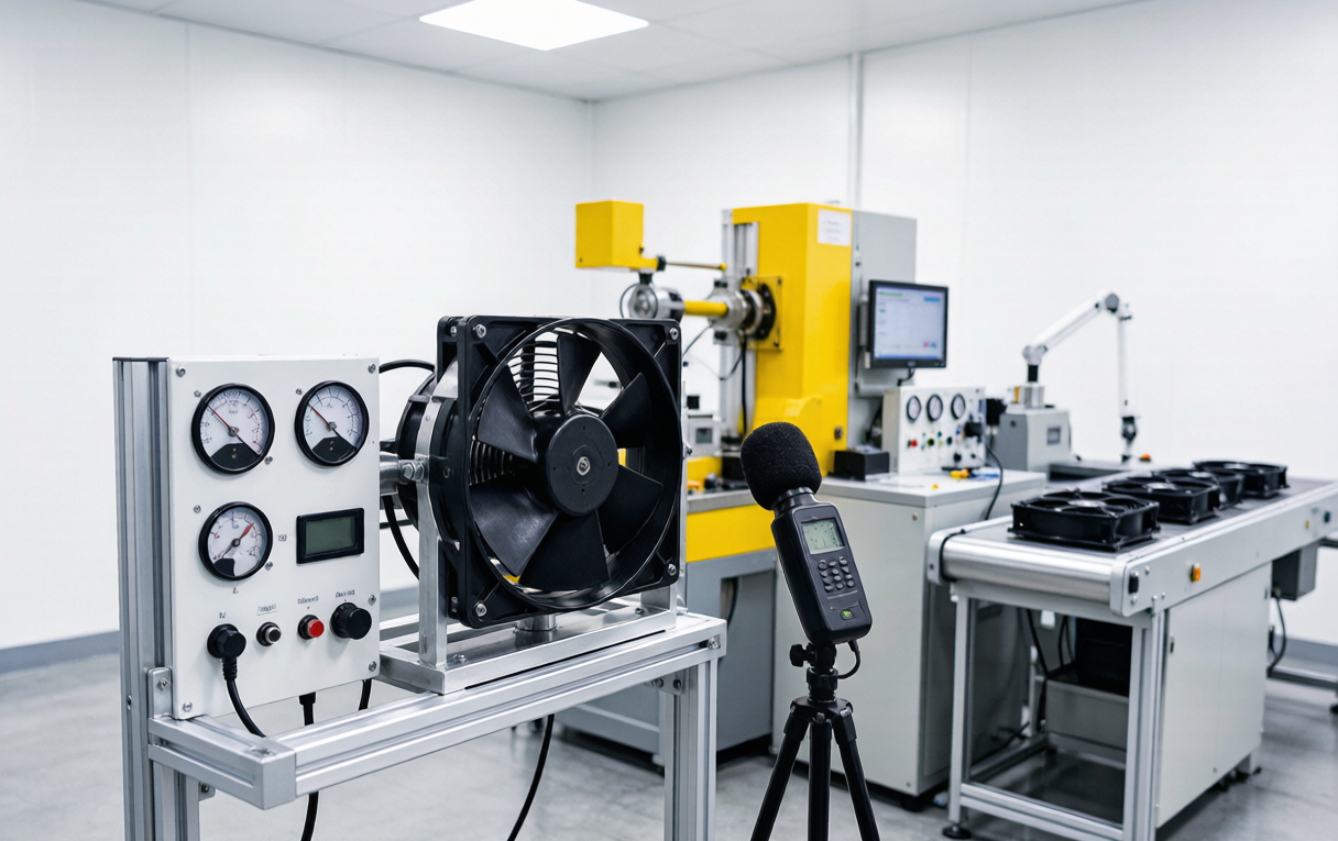 YCCFAN cooling fan performance testing and quality inspection