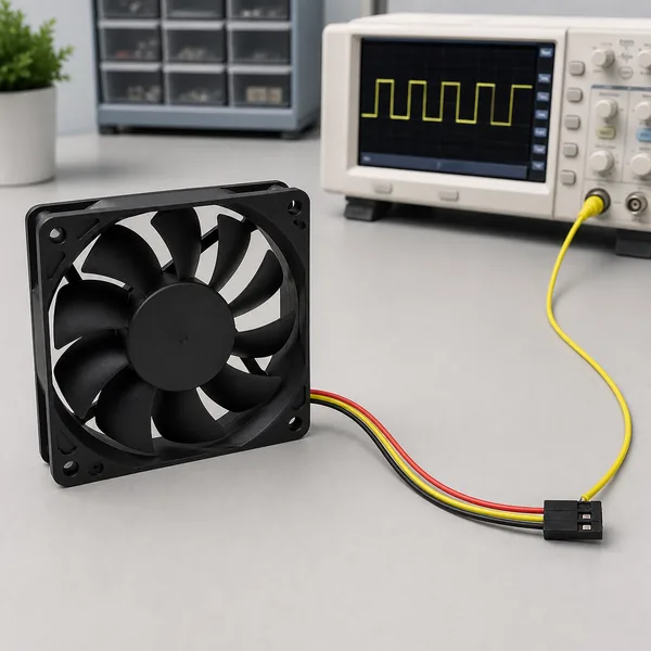 Three-wire DC fan with tachometer feedback measurement