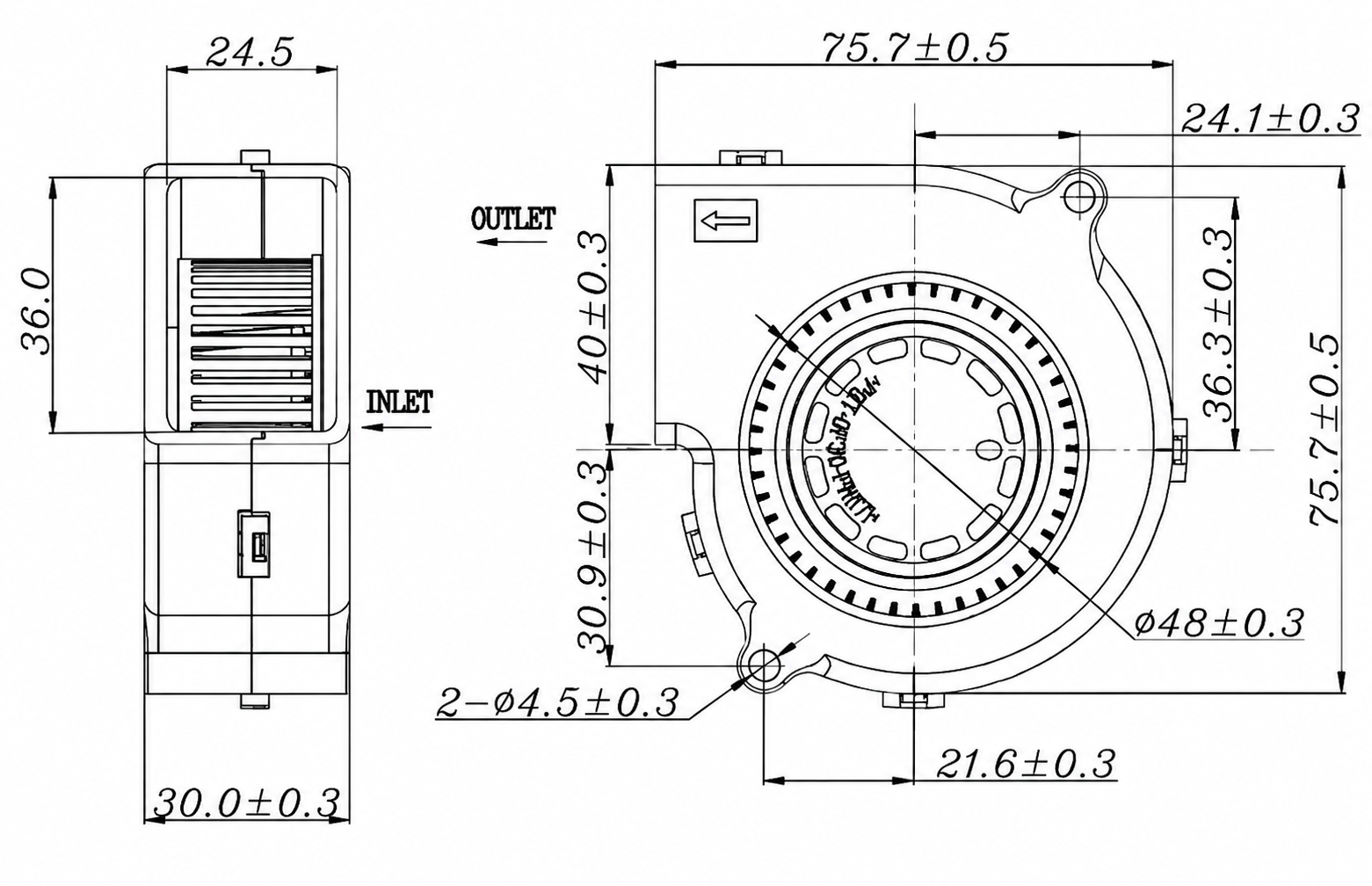DC7530 75x75x30mm centrifugal blower fan product overview
