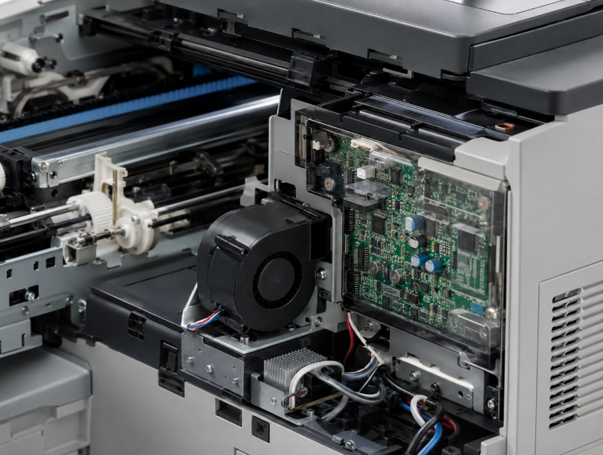 97mm DC9733 blower fan installed in printer and imaging equipment cooling systems